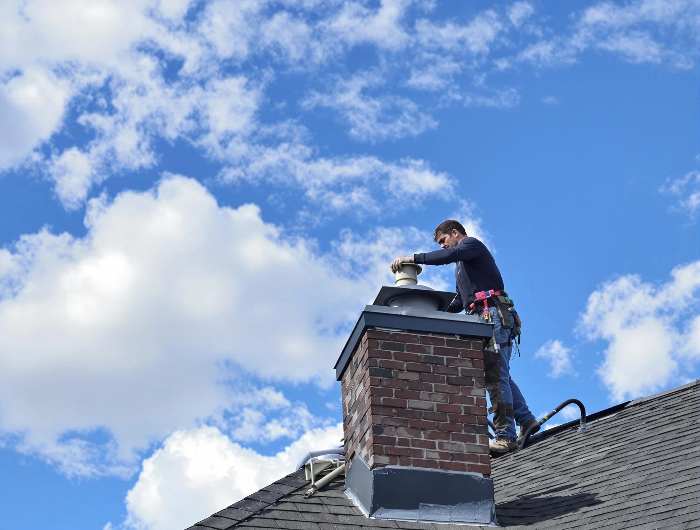 Springville Chimney Sweep installing a sturdy chimney cap in Springville, AL
