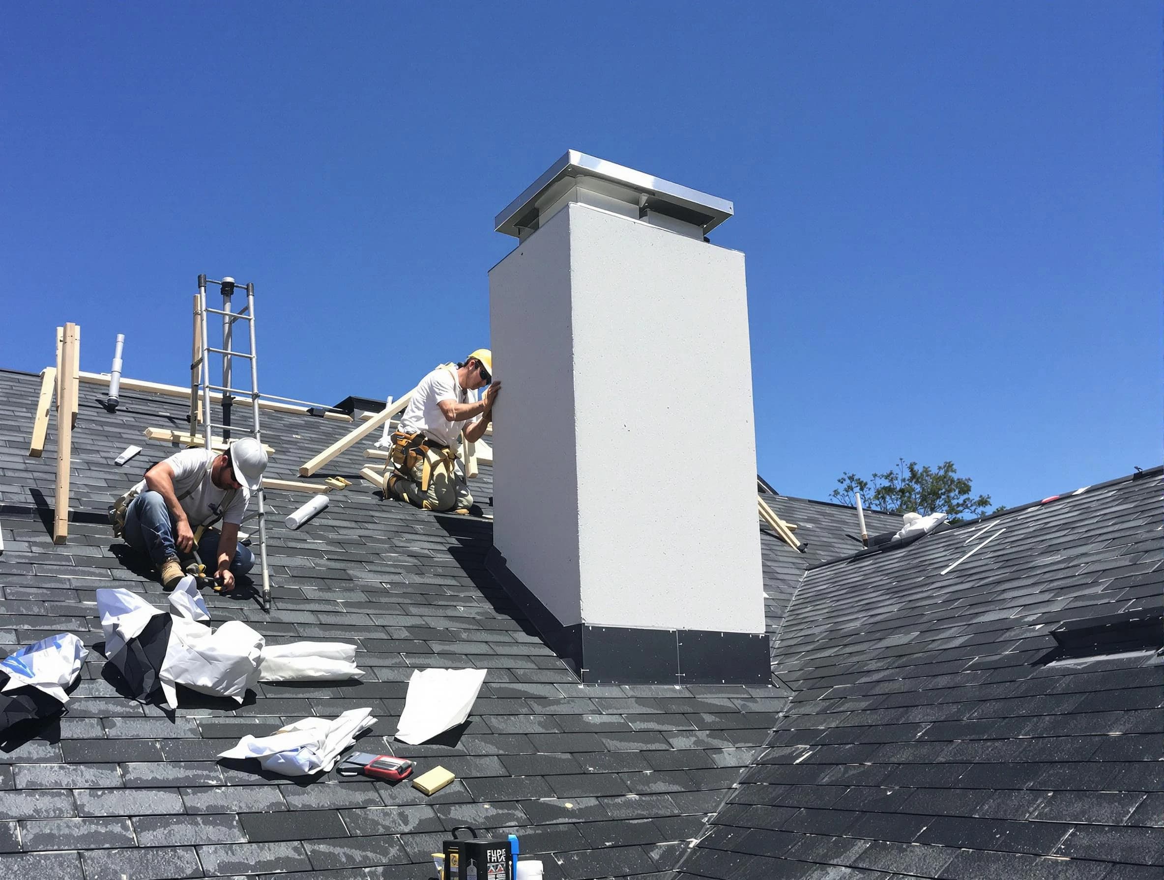 Springville Chimney Sweep crew installing a new chimney in Springville, AL