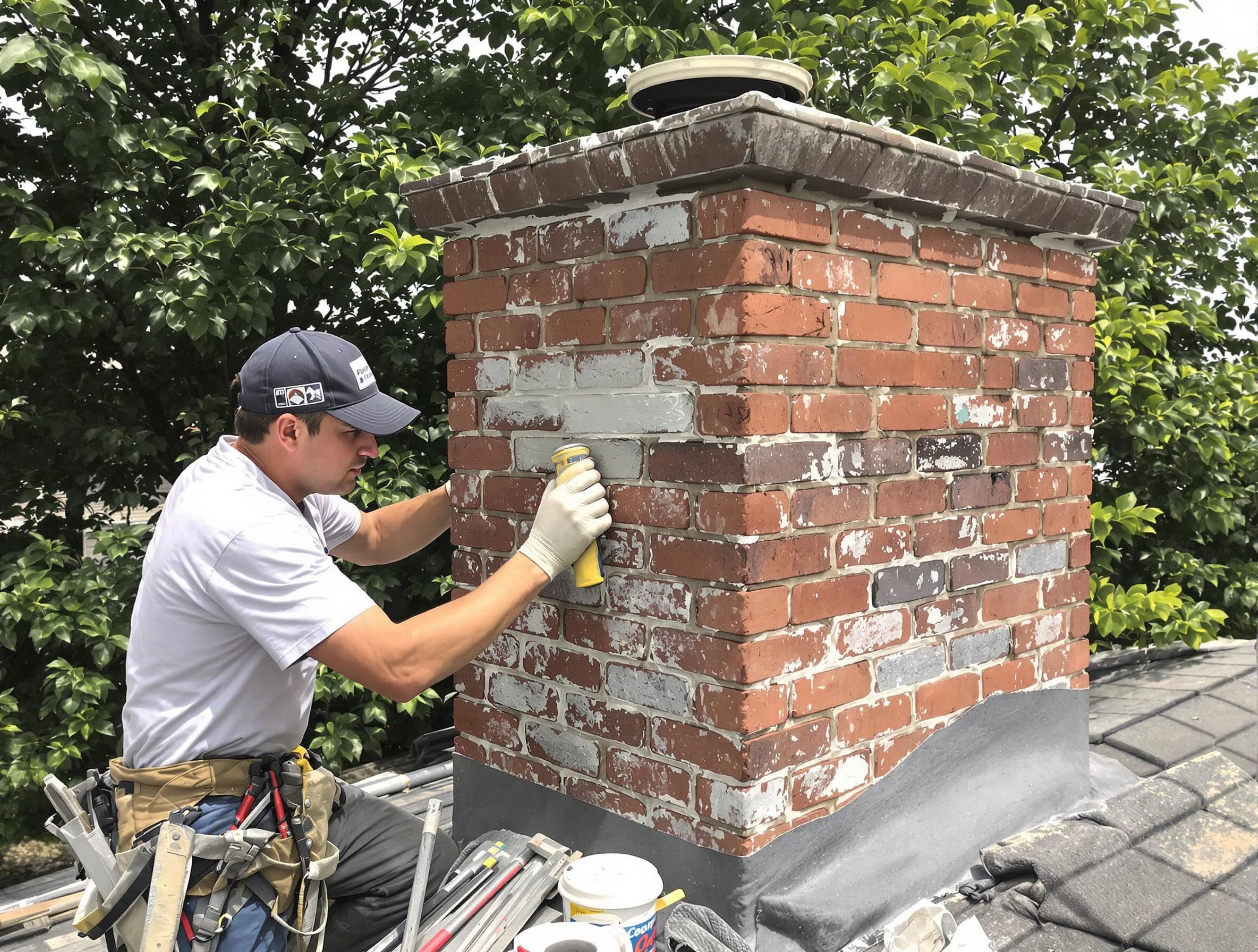Springville Chimney Sweep restoring an aging chimney in Springville, AL