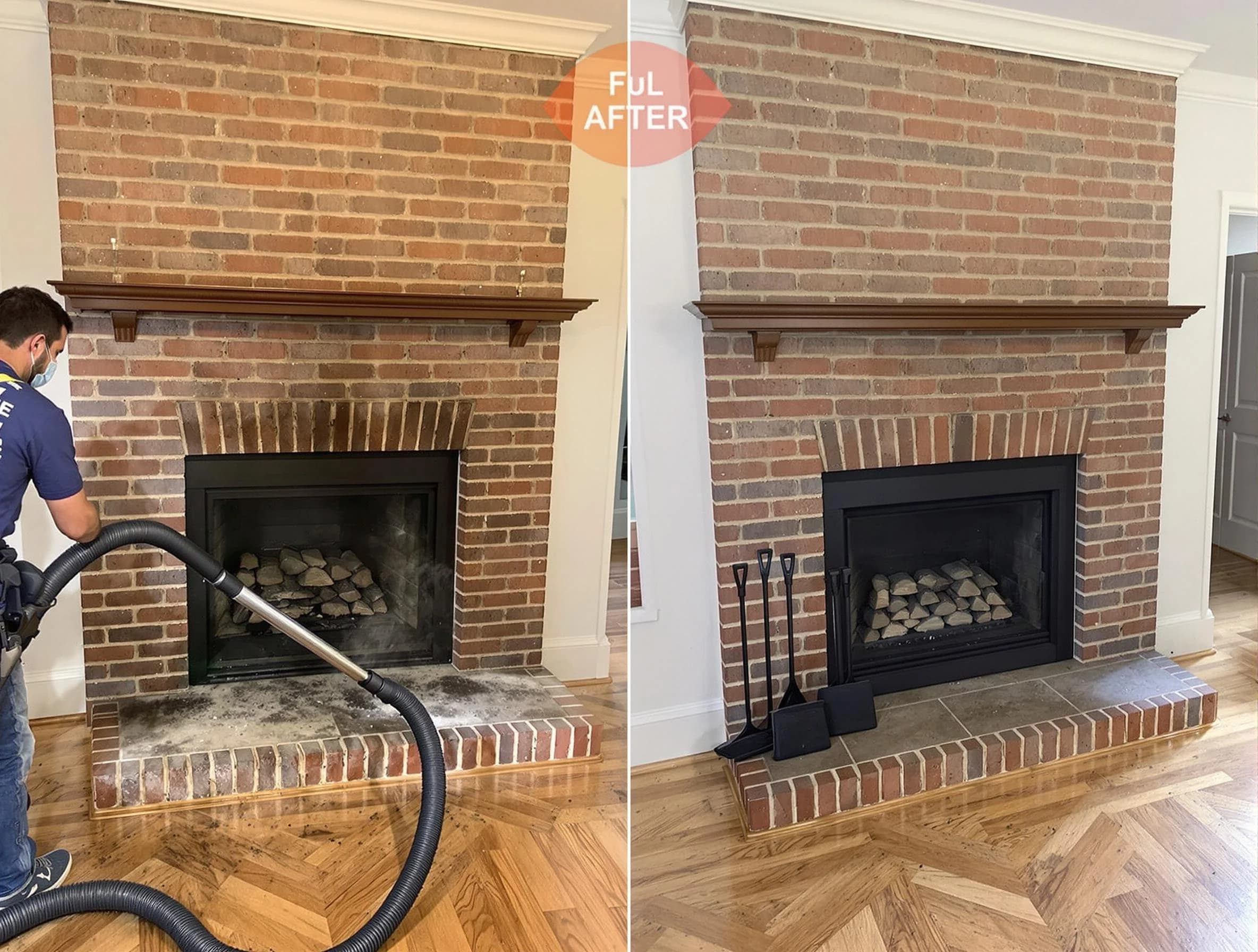 Springville Chimney Sweep carefully sanitizing a fireplace in Springville, AL