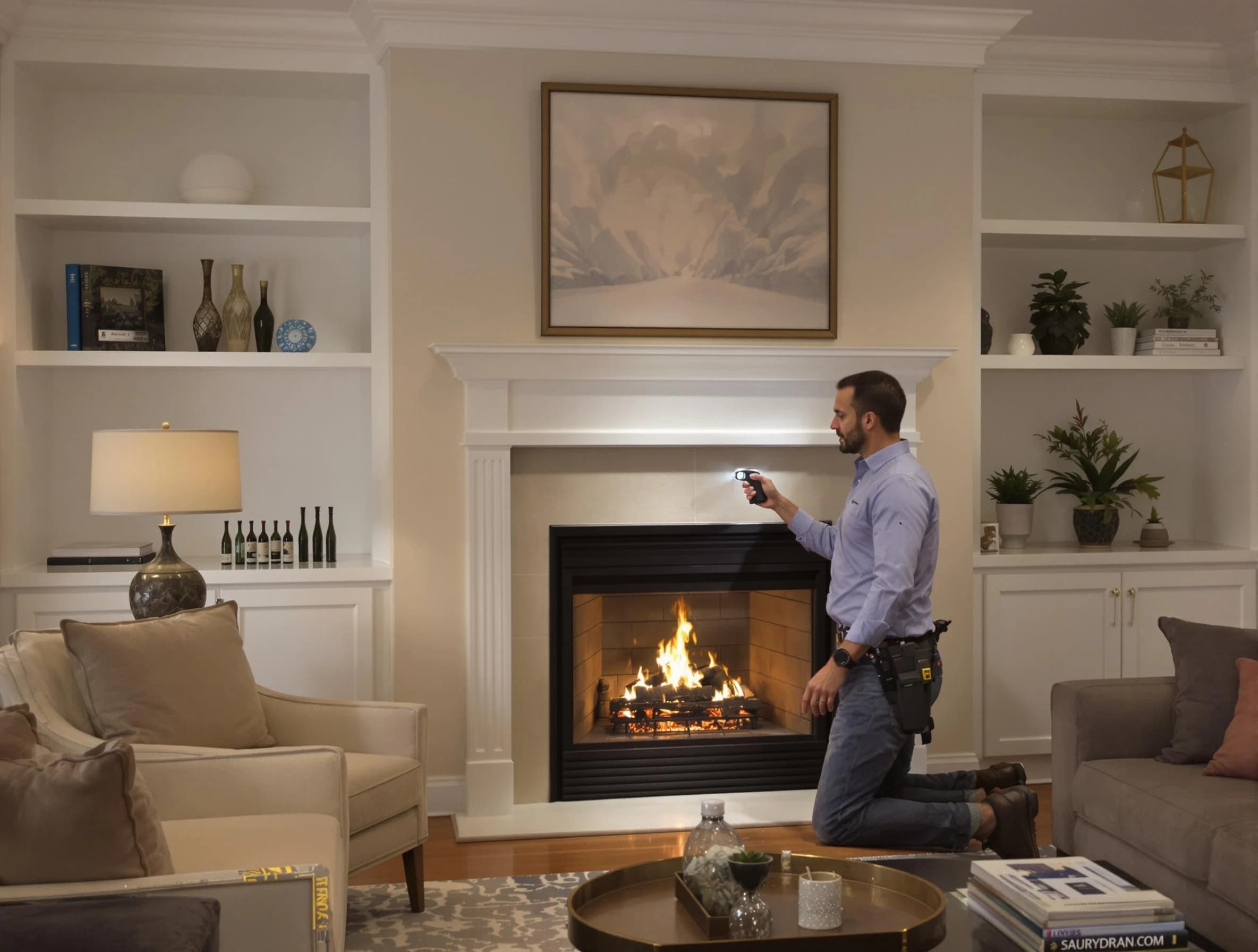 Springville Chimney Sweep conducting a fireplace safety inspection in Springville, AL