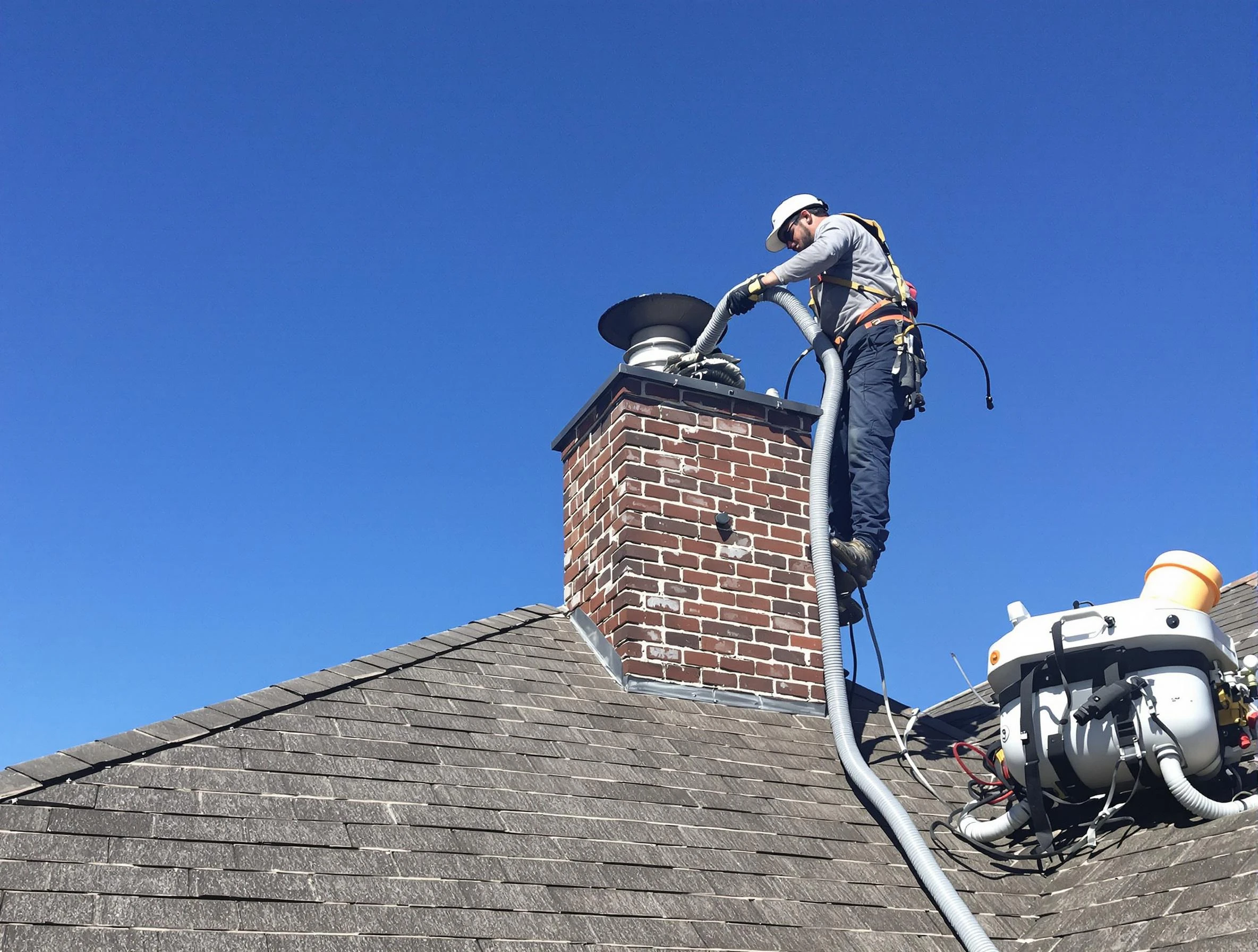 Dedicated Springville Chimney Sweep team member cleaning a chimney in Springville, AL