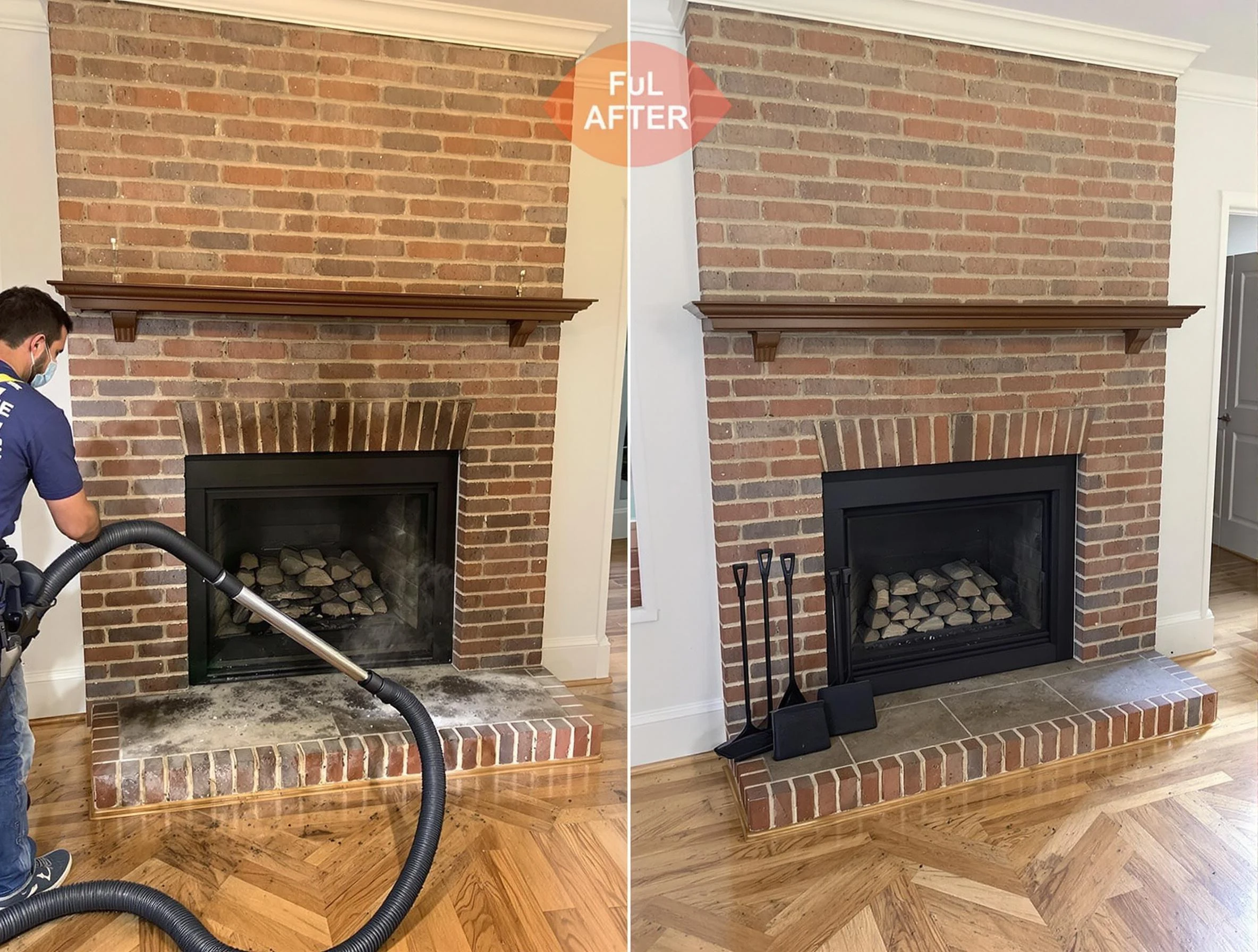 Springville Chimney Sweep carefully sanitizing a fireplace in Springville, AL